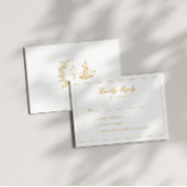 Trouw Gouden Script Crest Monogram RSVP Kaart