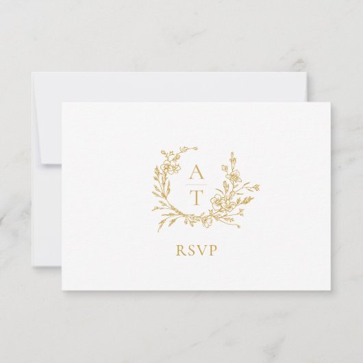 Trouw Gouden Script Crest Monogram RSVP Kaart (Achterkant)