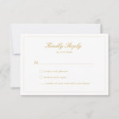 Trouw Gouden Script Wapenschild Monogram RSVP Kaar Kaart (Voorkant)