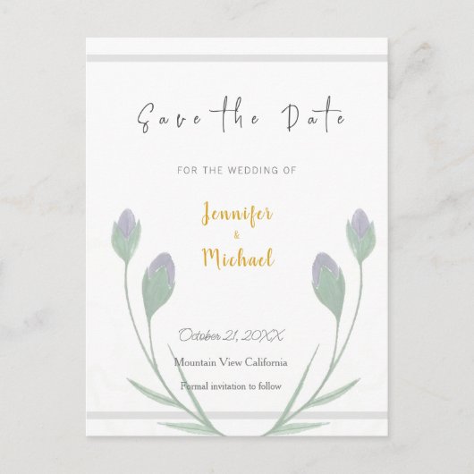 Trouw goudkleurig kalligrafie script save the date briefkaart (Voorkant)