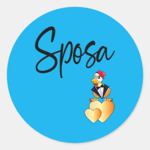 Trouw grappige bruidegom kip Italiaans Sposa bruid Ronde Sticker