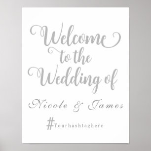 Trouw 'Grey & White' welkom hashtag bord Poster