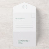 Trouw groen wit zilver ovaal bladeren monogram all in one uitnodiging (Buitenkant)