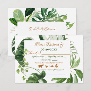 Trouw Groene Monstera Bladeren Frame Waterverf  RSVP Kaartje