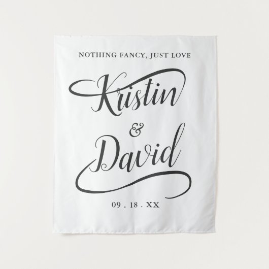 Trouw Handgeschreven Calligrafie Festelijk Swash Wandkleed (Voorkant)