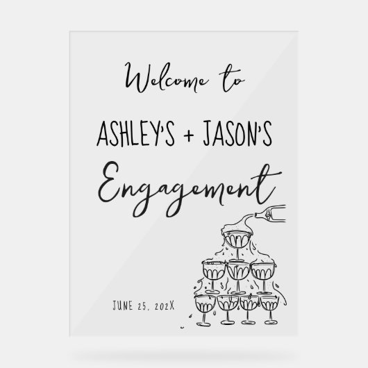 Trouw handgetekend Welkomstbord Acryl Bord (Voorkant)