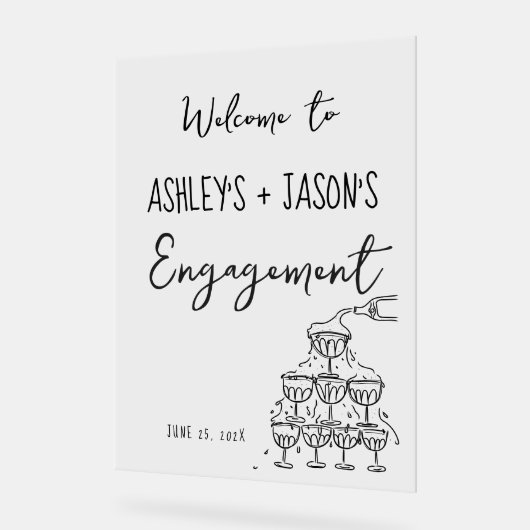 Trouw handgetekend Welkomstbord Acryl Bord (Hoek)