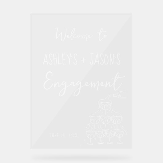 Trouw handgetekend Welkomstbord Acryl Bord (Voorkant)