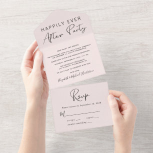 Trouw Happily Ever After Ontvangst Roze All In One Uitnodiging