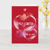 Trouw Hart Bubbles op Rood Kaart (Gele Bloem)