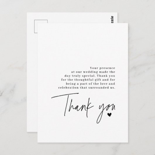 Trouw Hart Dankbericht Dank Je Script Briefkaart (Voorkant / Achterkant)