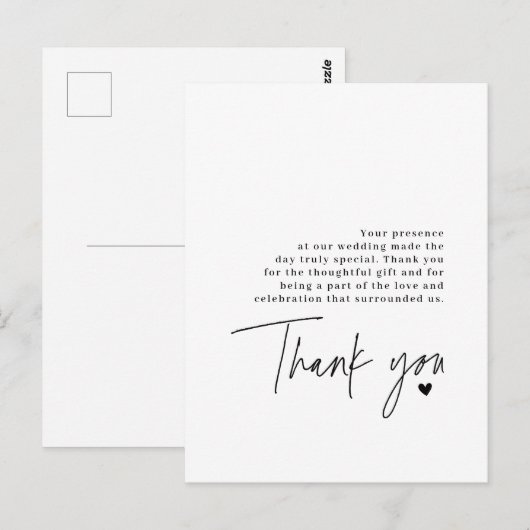 Trouw Hart Dankbericht Script Briefkaart (Voorkant / Achterkant)