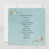 Trouw hart lint en ringen met rozenboeket kaart (Achterkant)