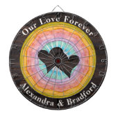 Trouw Hart Pastelkleurige Zonsondergang Rustieke H Dartbord (Voorkant)