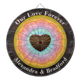 Trouw Hart Pastelkleurige Zonsondergang Rustieke H Dartbord (Voorkant)