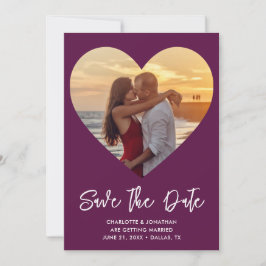 Trouw Hart Uitknip Plum & Witte Foto Save The Date