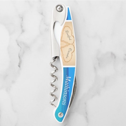 Trouw Hart Zand Bruidsmeisje Monogram Kurkentrekker (Voorkant)