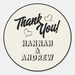 Trouw hartelijk dank eenvoudig handgetekend ronde sticker