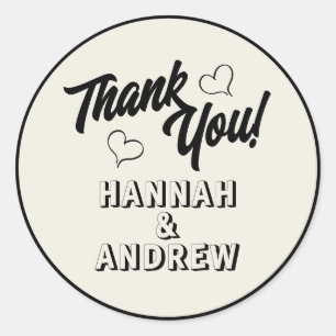 Trouw hartelijk dank eenvoudig handgetekend ronde sticker