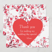 Trouw hartelijk dank rode harten bedankkaart (Voorkant / Achterkant)