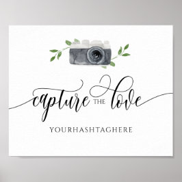 Trouw Hashtag Bord Deel Liefde Waterverf Camera Poster