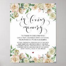 Trouw Herdenking Tafel Bord 'In Loving Memory'