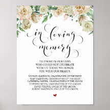 Trouw Herdenking Tafel Bord 'In Loving Memory'