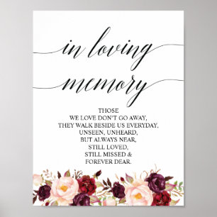 Trouw Herdenking Tafel Bord 'In Loving Memory' Poster