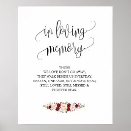 Trouw Herdenking Tafel Bord 'In Loving Memory' v12 Poster