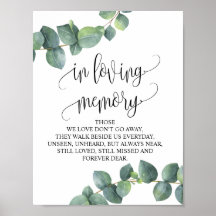 Trouw Herdenking Tafel Bord 'In Loving Memory' v17