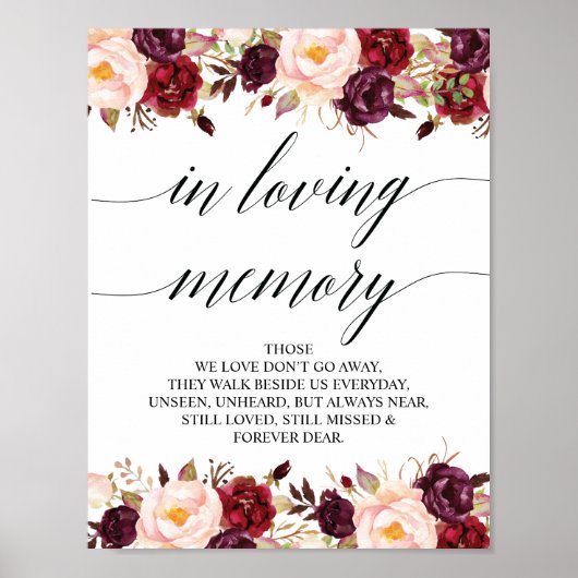 Trouw Herdenking Tafel Bord 'Ter liefdevolle herin Poster (Voorkant)