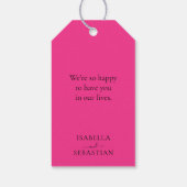 Trouw hete roze fuchsia-aanraking cadeaulabel (Achterkant)