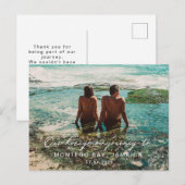 Trouw Honeymoon Wit Script Bestemming Briefkaart (Voorkant / Achterkant)