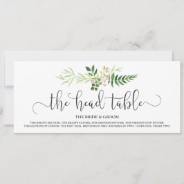 Trouw hoofdtafel bord, groen & rustieke script