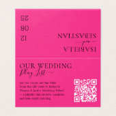 Trouw Hot Roze Fuchsia QR Code Afspeellijst Kaart (Buitenkant ongevouwen)