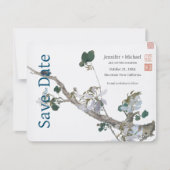 Trouw Huwelijk Calligrafie Bloemige Waterverf Save The Date (Voorkant)