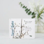 Trouw Huwelijk Calligrafie Bloemstuk  Save The Date (Staand voorkant)