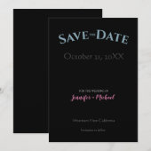 Trouw Huwelijk Minimalistisch Modern Chic Zwart Save The Date (Voorkant / Achterkant)