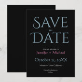 Trouw Huwelijk Minimalistisch Modern Chic Zwart Save The Date (Voorkant / Achterkant)