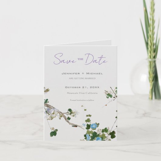 Trouw Huwelijk Minimalistische Calligrafie Bloem Aankondiging (Voorkant)