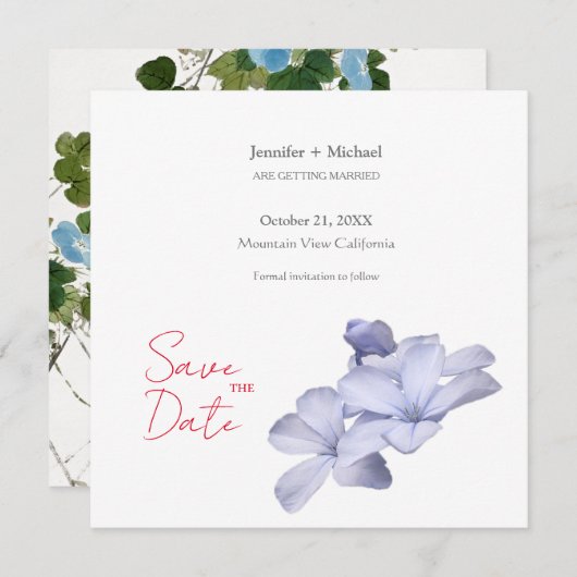 Trouw Huwelijk Minimalistische Calligrafie Bloem Aankondiging (Voorkant / Achterkant)