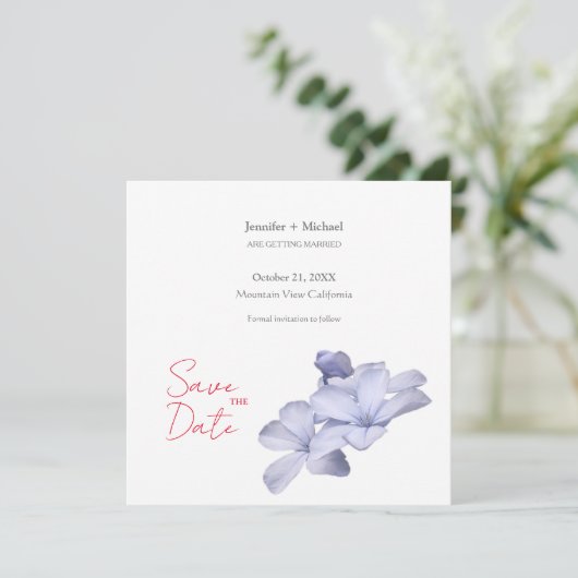 Trouw Huwelijk Minimalistische Calligrafie Bloem Aankondiging (Staand voorkant)