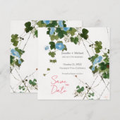 Trouw Huwelijk Minimalistische Calligrafie Bloem Aankondiging (Voorkant / Achterkant)