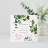 Trouw Huwelijk Minimalistische Calligrafie Bloem Aankondiging (Staand voorkant)