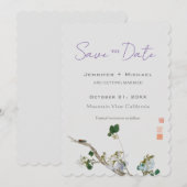 Trouw Huwelijk Minimalistische Calligrafie Bloem Save The Date (Voorkant / Achterkant)