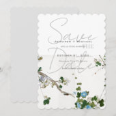 Trouw Huwelijk Minimalistische Calligrafie Bloem Save The Date (Voorkant / Achterkant)