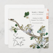 Trouw Huwelijk Minimalistische Calligrafie Bloem Save The Date (Voorkant / Achterkant)