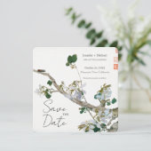 Trouw Huwelijk Minimalistische Calligrafie Bloem Save The Date (Staand voorkant)