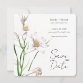 Trouw Huwelijk Minimalistische Calligrafie Bloem Save The Date (Voorkant)