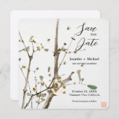 Trouw Huwelijk Minimalistische Calligrafie Bloem Save The Date (Voorkant / Achterkant)